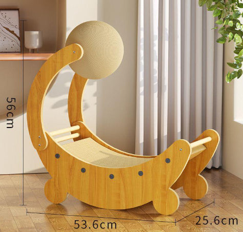 HKM-4025917 Moon Boat Cat Scratch Board - Corrugated Paper Design for Fun and Durable Play