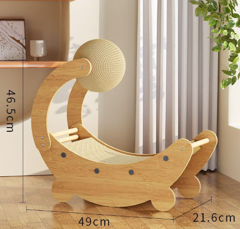 HKM-4025917 Moon Boat Cat Scratch Board - Corrugated Paper Design for Fun and Durable Play