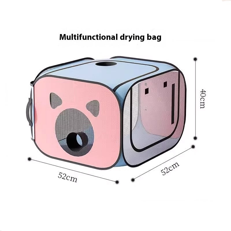 HKM-4026557 Pet Hair Drying Oven with Foot Pad - Oxford Fabric & PVC Mesh, 52cm x 40cm x 52cm