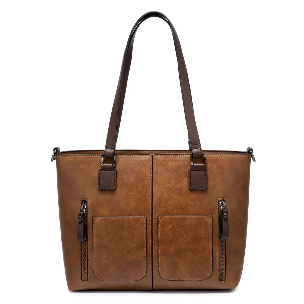 HKM-402771 Stylish Vintage PU Leather Handbag for Women - Ideal for Laptops and Everyday Use