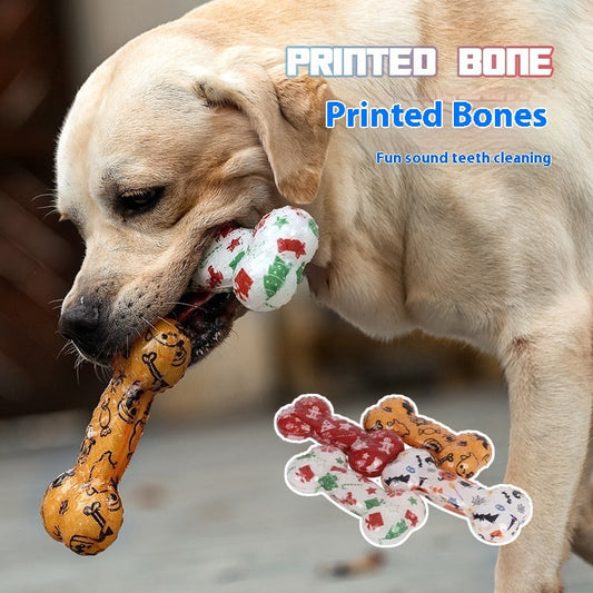 HKM-4028349 Christmas & Halloween Color TPR Bone Sound Toy - 110g Nibbling Fun