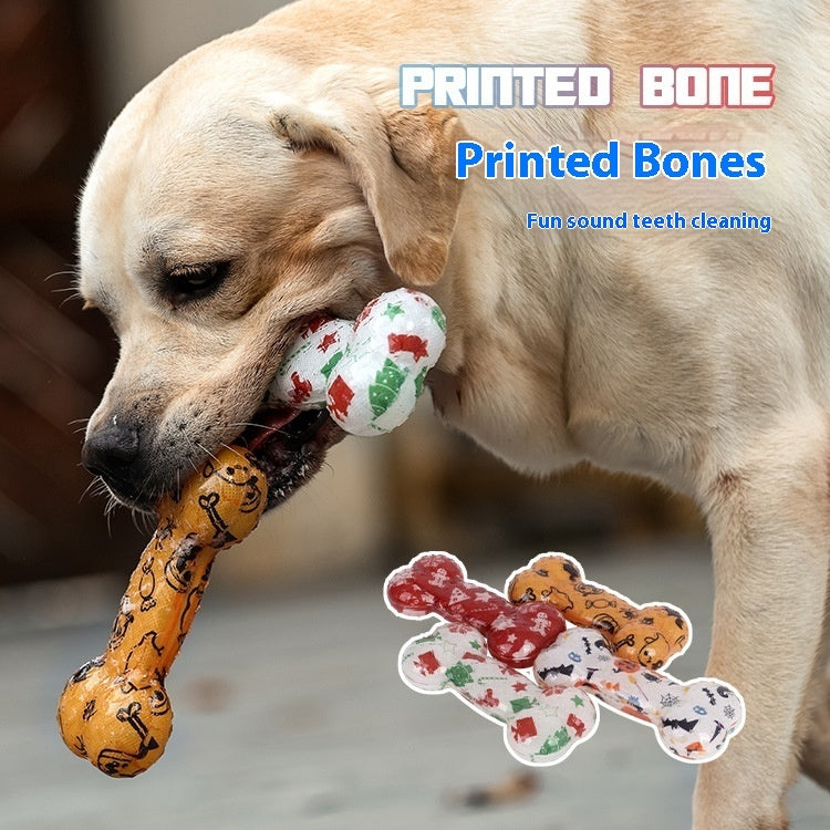 HKM-4028349 Christmas & Halloween Color TPR Bone Sound Toy - 110g Nibbling Fun