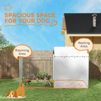 HKM-4029373 Large Outdoor Galvanized Steel Dog Kennel with Waterproof UV Cover for Medium to Large Dogs 13.1' x 7.5' x 7.5'