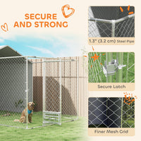 HKM-4029373 Large Outdoor Galvanized Steel Dog Kennel with Waterproof UV Cover for Medium to Large Dogs 13.1' x 7.5' x 7.5'