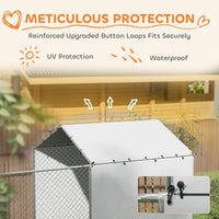 HKM-4029373 Large Outdoor Galvanized Steel Dog Kennel with Waterproof UV Cover for Medium to Large Dogs 13.1' x 7.5' x 7.5'