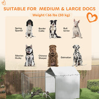 HKM-4029373 Large Outdoor Galvanized Steel Dog Kennel with Waterproof UV Cover for Medium to Large Dogs 13.1' x 7.5' x 7.5'