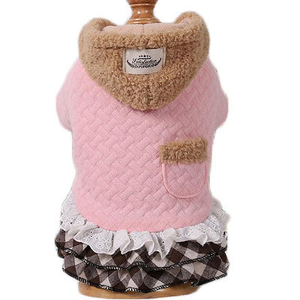 HKM-402963 Cozy Cotton Dog Skirt and Hooded Coat in Pink and Green Options