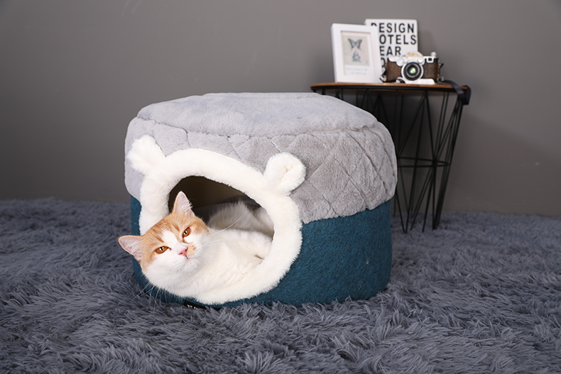 HKM-4029757 Cozy Cloth Cat Nest - Available in Small (40x40x31cm) and Medium (50x50x36cm) Sizes