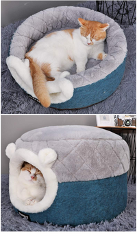 HKM-4029757 Cozy Cloth Cat Nest - Available in Small (40x40x31cm) and Medium (50x50x36cm) Sizes