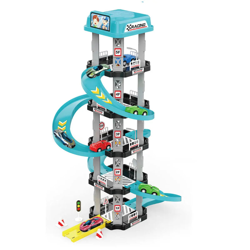 HKM-403027 City Play Set with 5 Floors Parking Garage and Racing Track for Kids