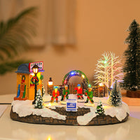 HKM-403027 Glowing Music Snow House Resin Christmas Decoration with USB Power Supply