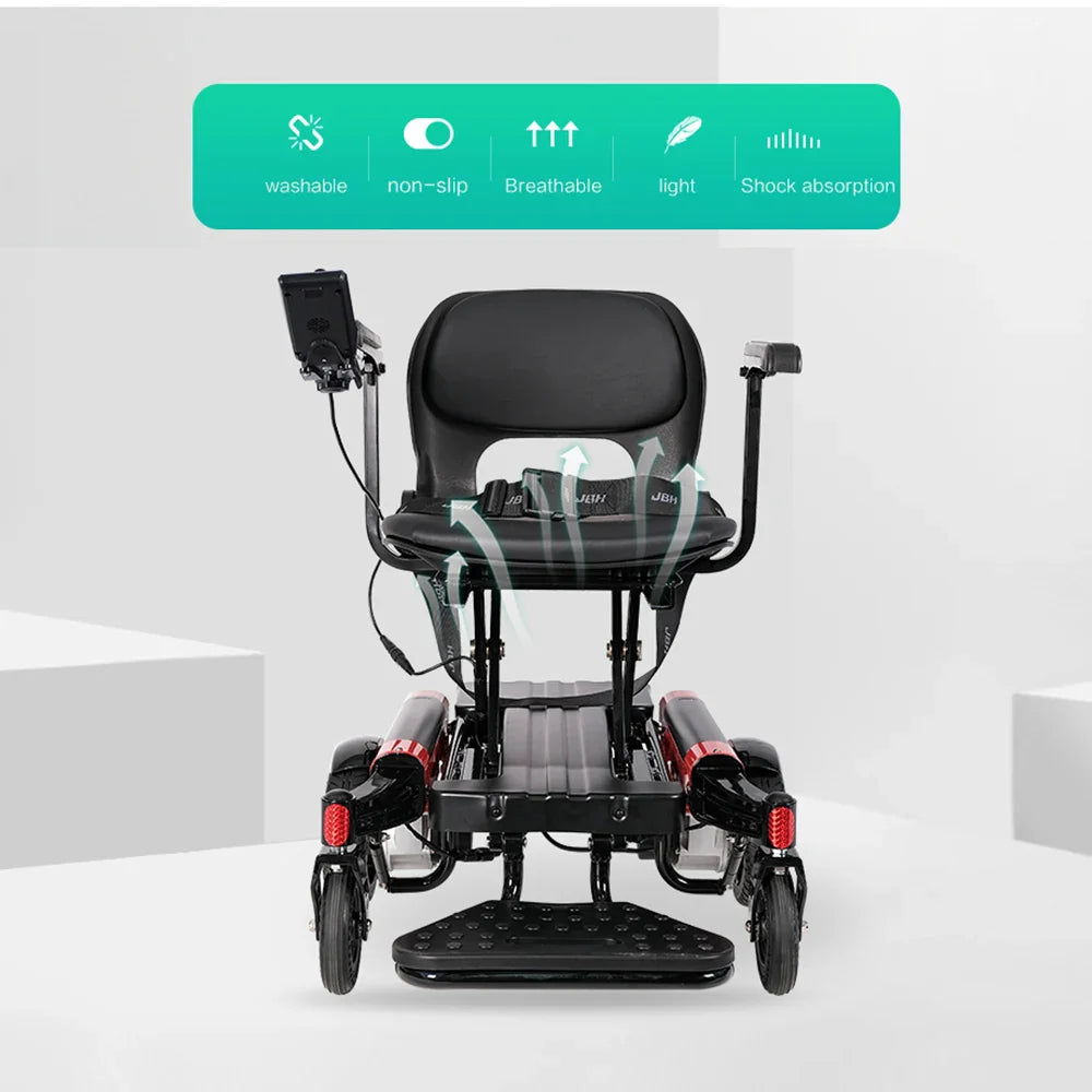 HKM-403091 Electric Power Wheelchair D07 with Removable Lithium Battery, 6 km/h Speed, 120KG Load Capacity, Red