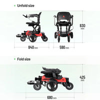 HKM-403091 Electric Power Wheelchair D07 with Removable Lithium Battery, 6 km/h Speed, 120KG Load Capacity, Red