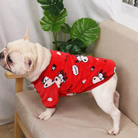 HKM-4032061 Autumn and Winter Coral Fleece Sweater for Pugs in Blue, White, Red, and Yellow