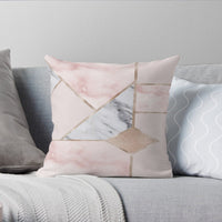 HKM-403283 Geometric Rose Gold and Gold Leaf Plush Pillowcase - 45x45cm European-American Style