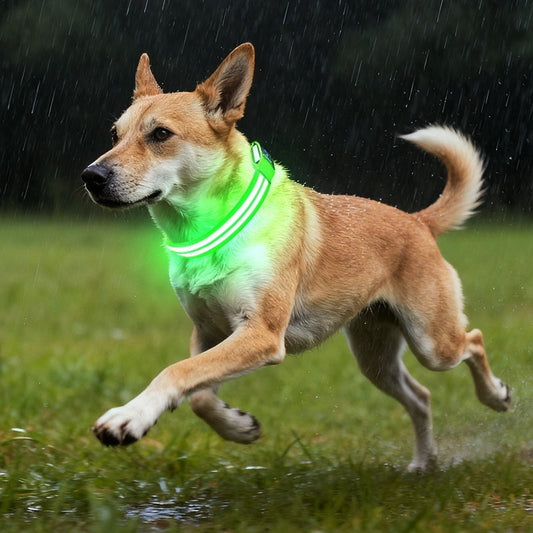HKM-4033469 Luminous Double Fiber Dog Collar in Various Colors and Sizes