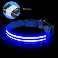 HKM-4033469 Luminous Double Fiber Dog Collar in Various Colors and Sizes