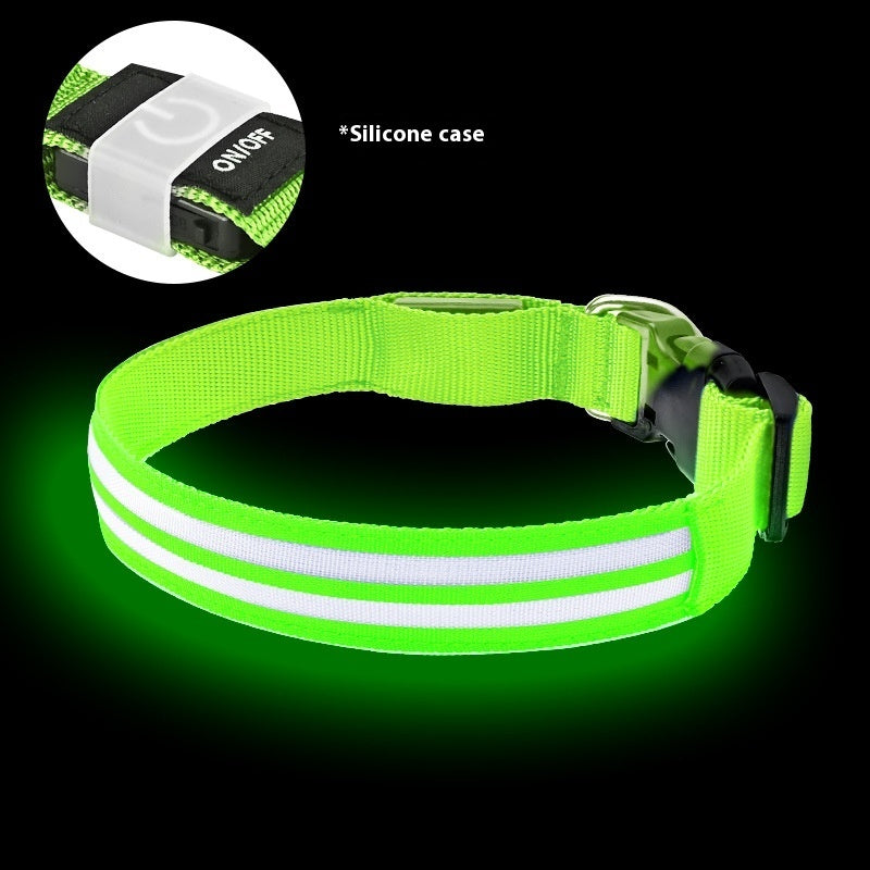 HKM-4033469 Luminous Double Fiber Dog Collar in Various Colors and Sizes