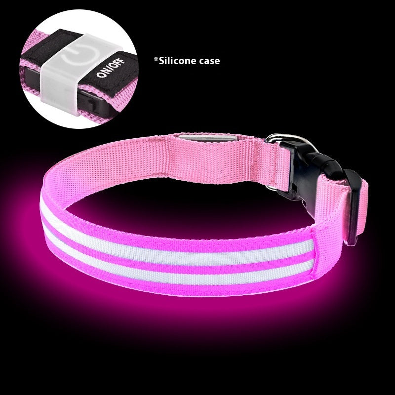 HKM-4033469 Luminous Double Fiber Dog Collar in Various Colors and Sizes