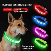 HKM-4033469 Luminous Double Fiber Dog Collar in Various Colors and Sizes