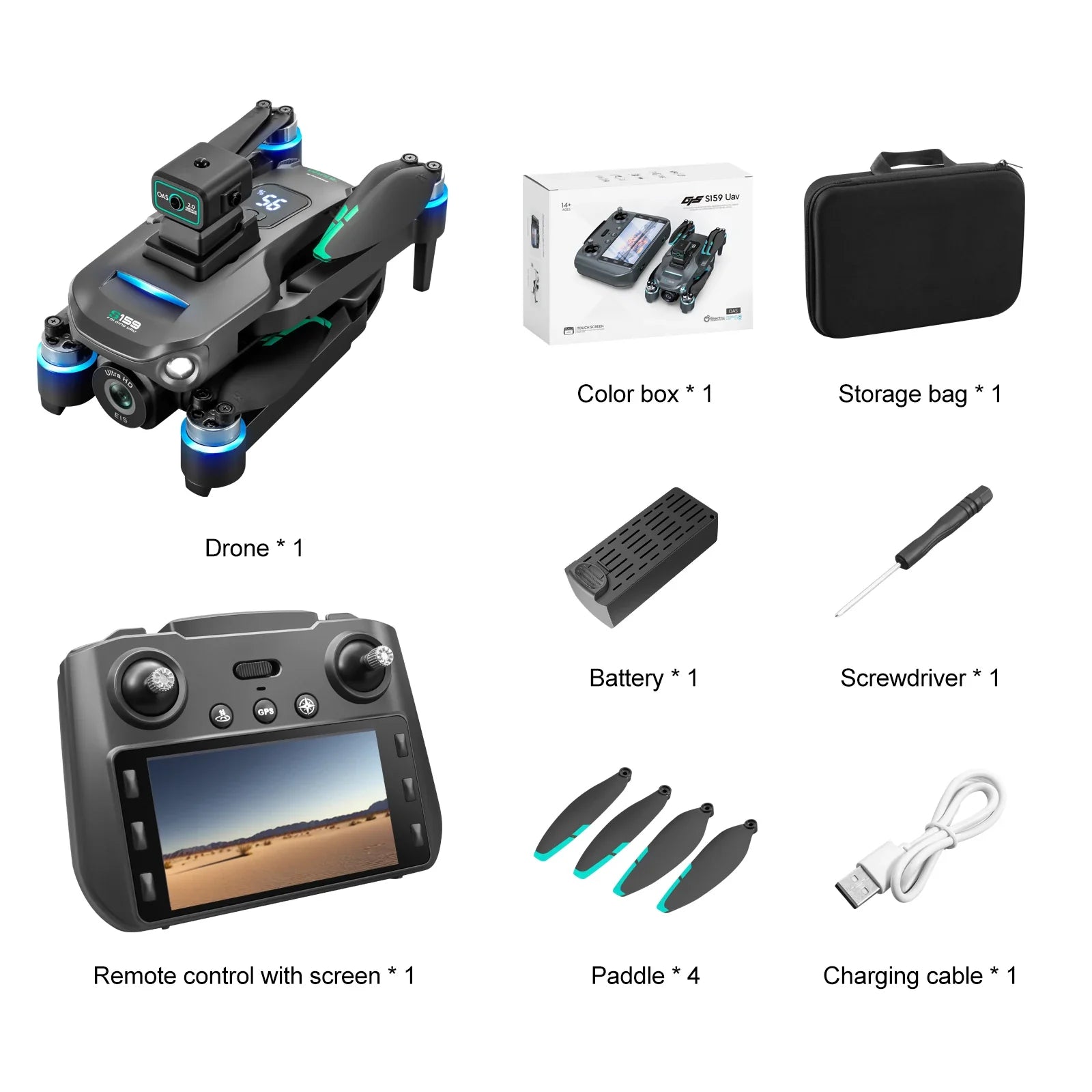 HKM-403667 S159 Mini Drone with WiFi FPV, Obstacle Avoidance, Optical Flow, Foldable Design and Remote Control