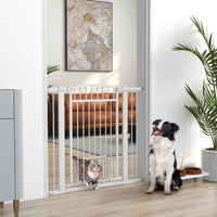 HKM-4036925 29.9"-40.9" Adjustable Extra Wide Dog Gate with Cat Door for Multi-Pet Homes
