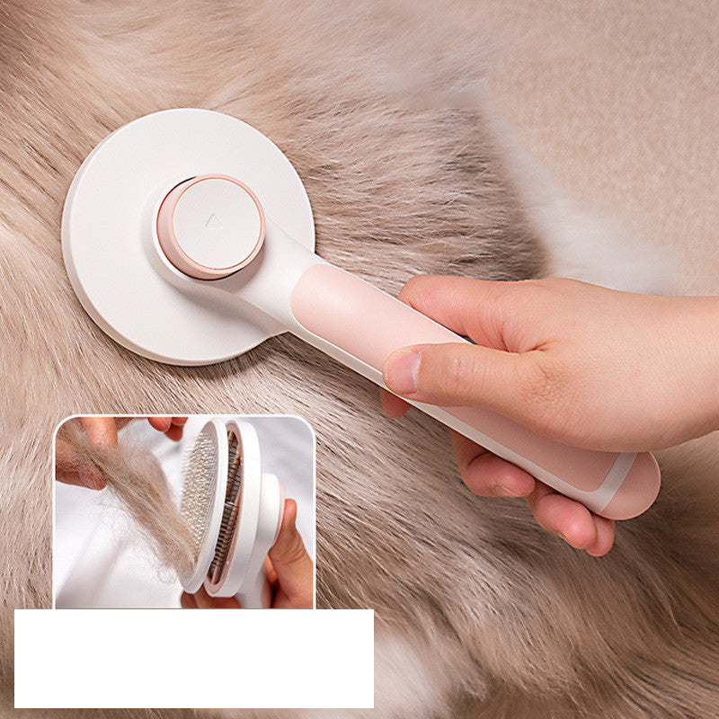 HKM-4037053 Round Handle Stainless Steel Needle Comb for Cats and Dogs - Available in Pink, Blue, Gray