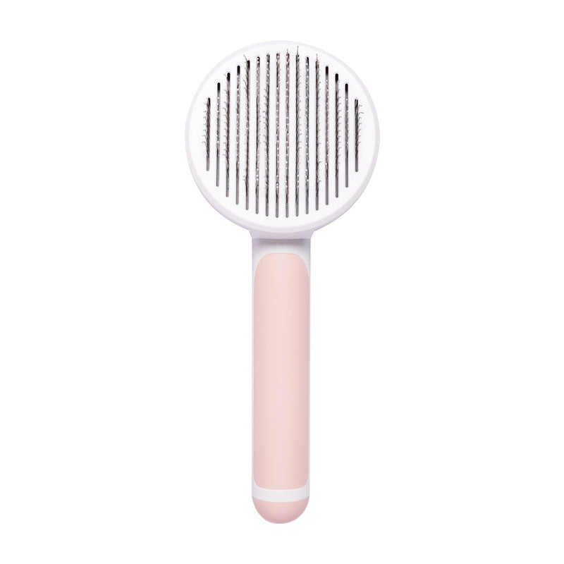 HKM-4037053 Round Handle Stainless Steel Needle Comb for Cats and Dogs - Available in Pink, Blue, Gray