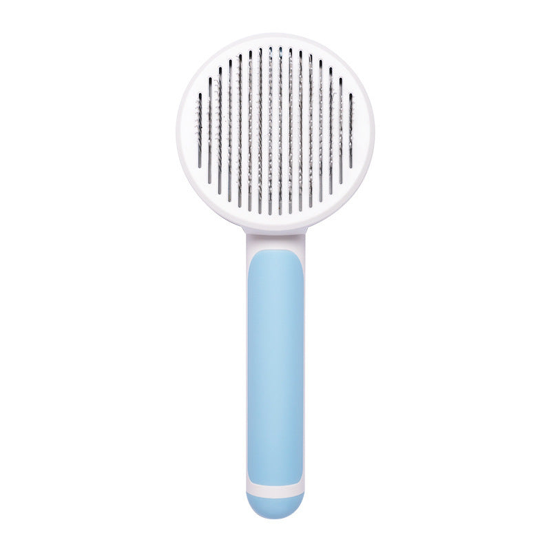 HKM-4037053 Round Handle Stainless Steel Needle Comb for Cats and Dogs - Available in Pink, Blue, Gray
