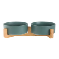 HKM-4037437 Ceramic Double Cat and Dog Bowl for Food and Water - 13cm, 400ml