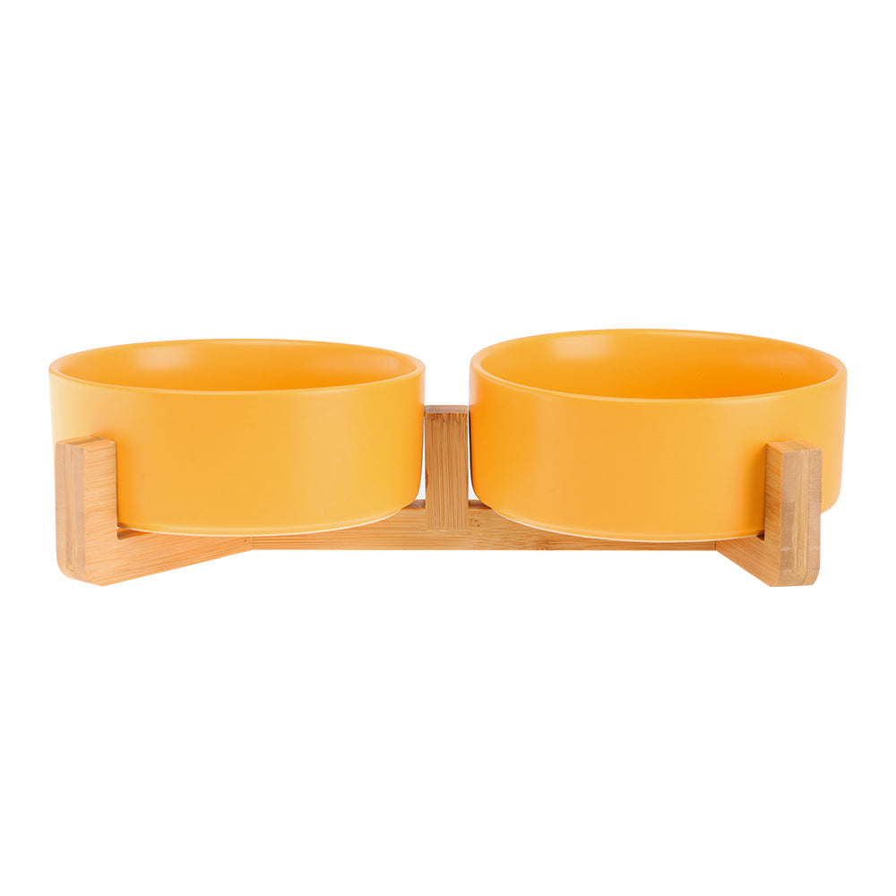 HKM-4037437 Ceramic Double Cat and Dog Bowl for Food and Water - 13cm, 400ml