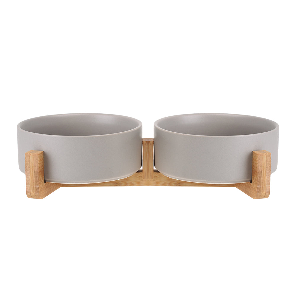 HKM-4037437 Ceramic Double Cat and Dog Bowl for Food and Water - 13cm, 400ml