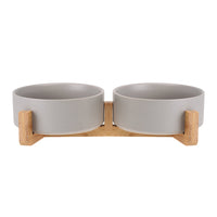 HKM-4037437 Ceramic Double Cat and Dog Bowl for Food and Water - 13cm, 400ml