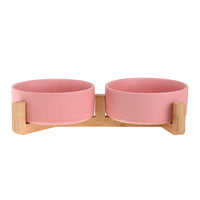 HKM-4037437 Ceramic Double Cat and Dog Bowl for Food and Water - 13cm, 400ml