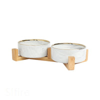 HKM-4037437 Ceramic Double Cat and Dog Bowl for Food and Water - 13cm, 400ml