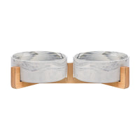 HKM-4037437 Ceramic Double Cat and Dog Bowl for Food and Water - 13cm, 400ml