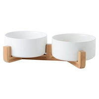 HKM-4037437 Ceramic Double Cat and Dog Bowl for Food and Water - 13cm, 400ml
