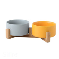 HKM-4037437 Ceramic Double Cat and Dog Bowl for Food and Water - 13cm, 400ml