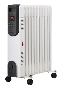 HKM-403987 Portable Oil-Filled Radiator Heater with Adjustable Thermostat and 24H Timer, Perfect for Home or Office Use