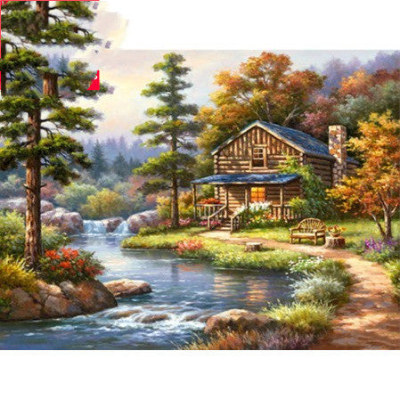 HKM-404051 5D Full Diamond Painting DIY Landscape Cross Stitch Art Kit, Resin Drill, 30x40cm & 40x50cm Options
