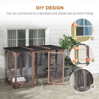 HKM-4041277 Spacious Outdoor Cat House with Three Levels and Waterproof Roof