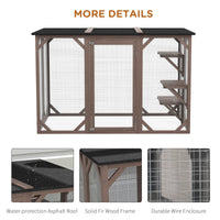 HKM-4041277 Spacious Outdoor Cat House with Three Levels and Waterproof Roof
