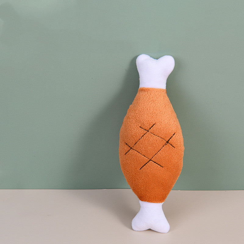 HKM-4042045 Bite-Resistant Plush Chicken Leg Pet Toy for Interactive Play and Training