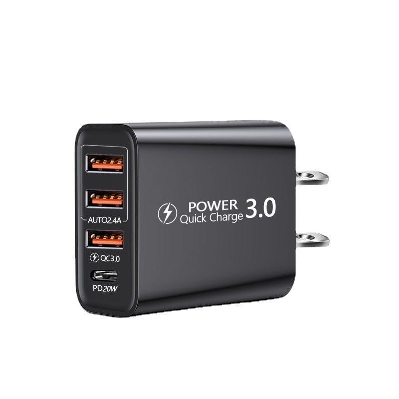 HKM-404243 3USB PD Travel Charger - American & European Standard Type-C Adapter for Mobile Devices