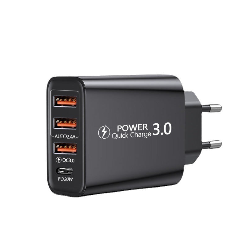 HKM-404243 3USB PD Travel Charger - American & European Standard Type-C Adapter for Mobile Devices