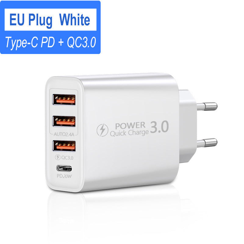 HKM-404243 3USB PD Travel Charger - American & European Standard Type-C Adapter for Mobile Devices