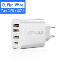 HKM-404243 3USB PD Travel Charger - American & European Standard Type-C Adapter for Mobile Devices