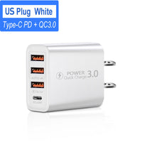 HKM-404243 3USB PD Travel Charger - American & European Standard Type-C Adapter for Mobile Devices