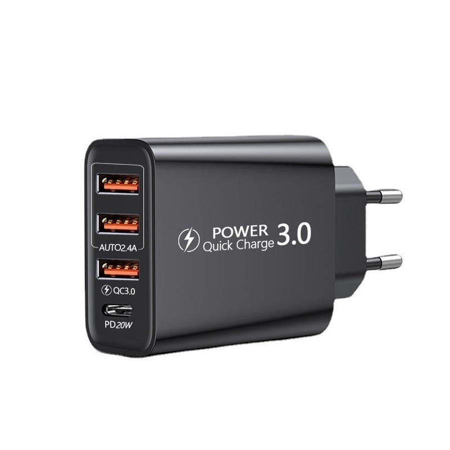 HKM-404243 3USB PD Travel Charger - American & European Standard Type-C Adapter for Mobile Devices