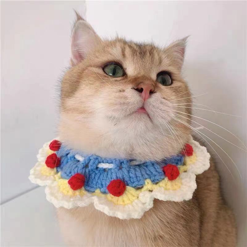 HKM-4043197 Knitted Collar Scarf for Pets - Stylish and Cute Accessory in Various Colors